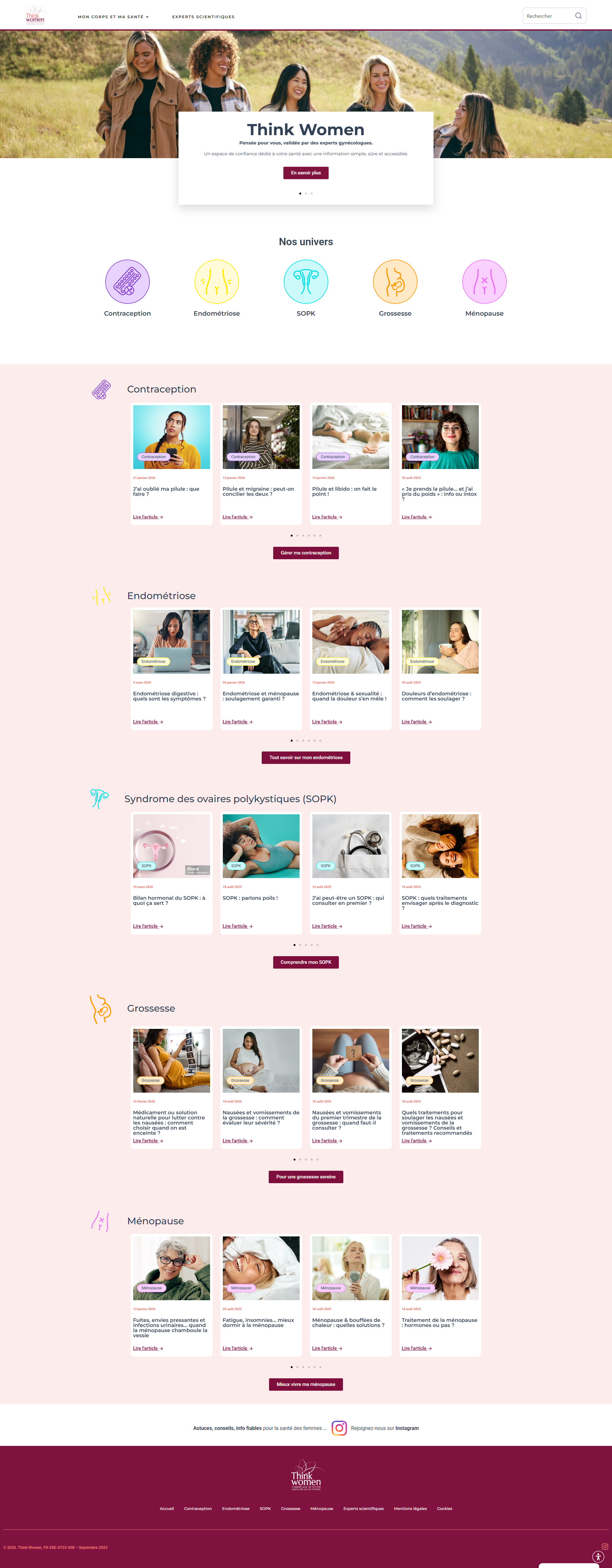 Le avant/après du site Think Women