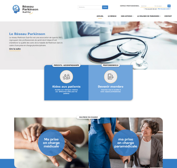 Le avant / après du site du Réseau Parkinson Sud-Est