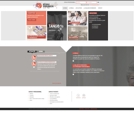 Le avant / après du site du Réseau Parkinson Sud-Est