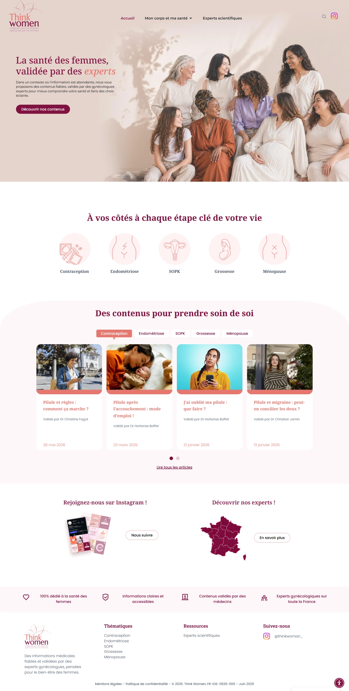 Refonte de la page d'accueil du site Think Women
